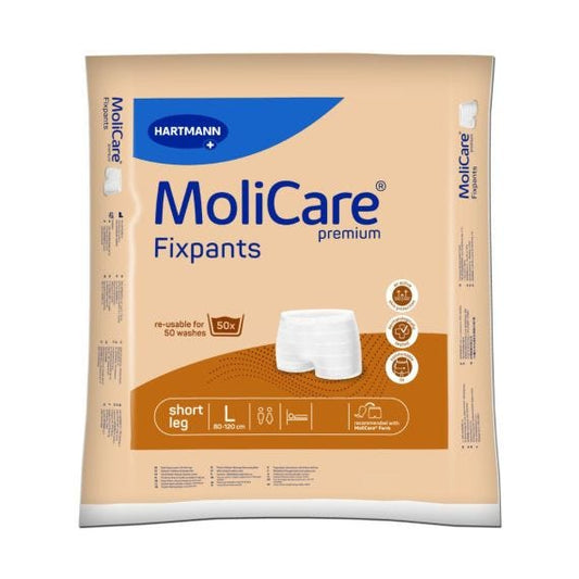 Molicare Premium Fixpants Short Leg Large Waist 80 120cm Unisex Brown