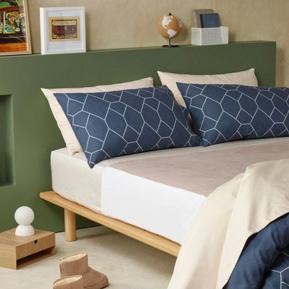 Staydry Quilt Cover Set Geo Denim King Single