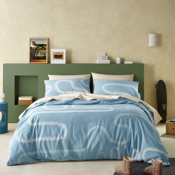 Staydry Quilt Cover Set Kaos Blue Single Bed