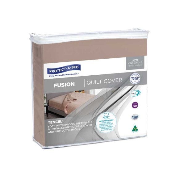 Protect A Bed Quilt Cover Fusion Latte King Single 160x210cm Waterproof