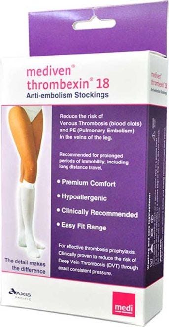 Thrombexin Stock Anti/Emb Small 100 140 Cm Knee White