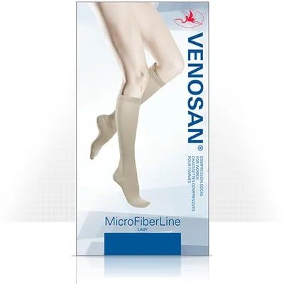 Venosan Microfibre Socks Large Ankle 24 26cm 15 20 Hg Beige