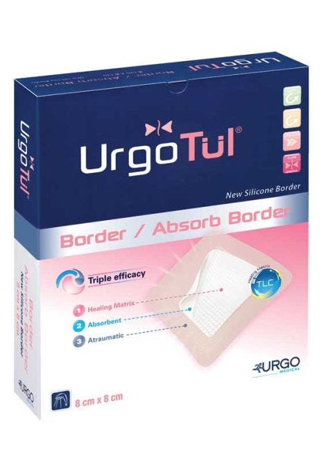 Urgotul Absorb Silicone Border Super Absorbent Foam Dressing 8cmx8cm