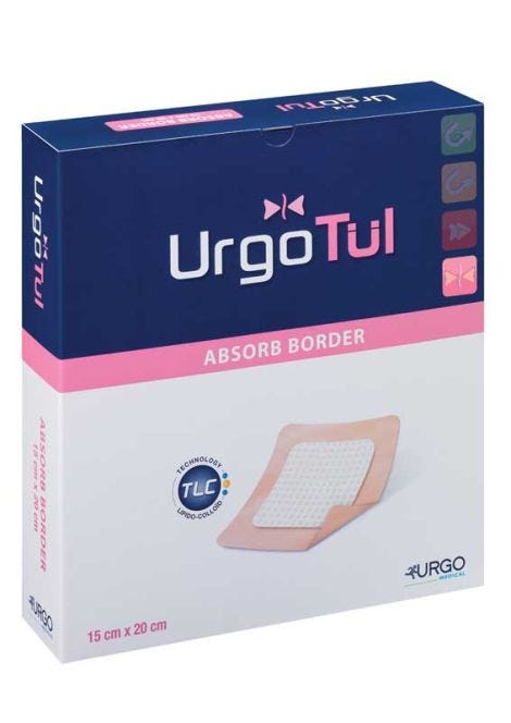 Urgotul Absorb Silicone Border Super Absorbent Foam Dressing 15cmx20cm
