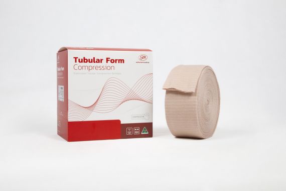 Tubular Form Compression Bandage Size F 10cm Wide Latex Free Flesh