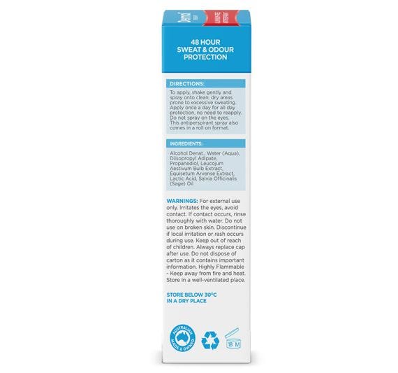 Dermal Therapy Sweat Control Spray 60ml