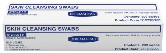 Briemar Skin Cleansing Alcohol Swabs With 70% IPA