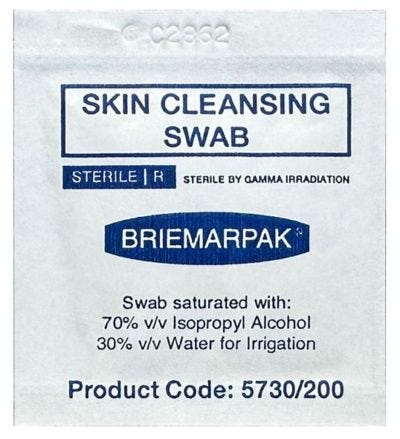 Briemar Skin Cleansing Alcohol Swabs With 70% IPA