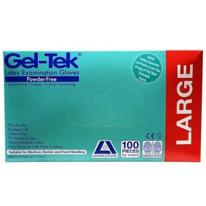 Gloves Geltek Latex Examination Powder Free Large Cream