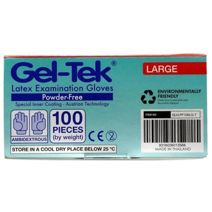 Gloves Geltek Latex Examination Powder Free Large Cream