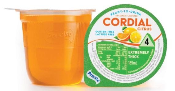Precise Extremely Thick Level 4 Ready To Drink Cups Cordial Citrus