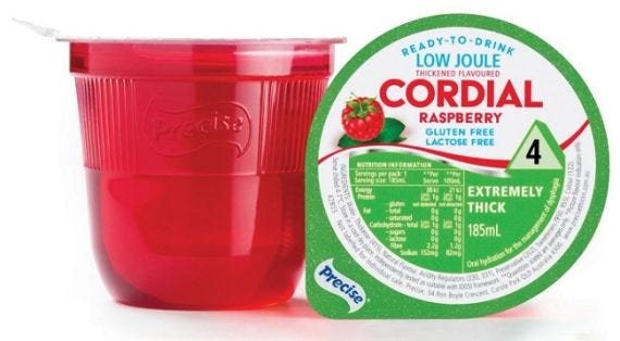 Precise Extremely Thick Level 4 Ready To Drink Cups Cordial Low Joule Raspberry