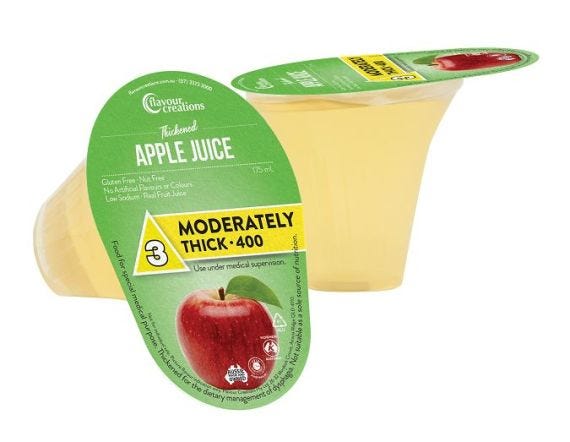 Flavour Creations Apple Juice Moderately Thick 400 Dysphagia Cup 175 Ml