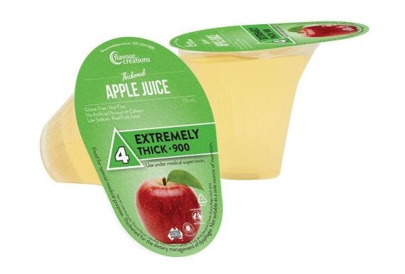 Flavour Creations Apple Juice Level 4 Extremely Thick 900 Dysphagia Cup 175 Ml
