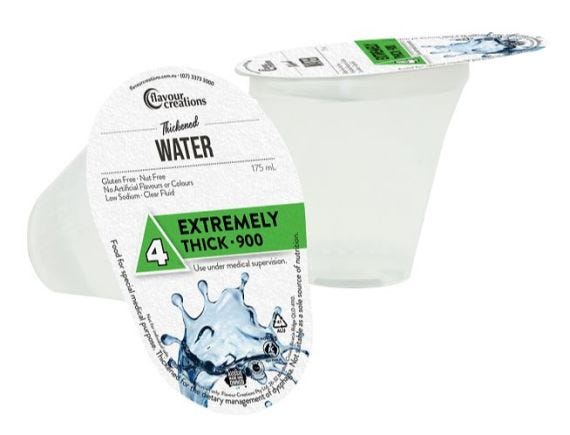 Flavour Creations Water Level 4 Extremely Thick 900 Dysphagia Cup 175 Ml