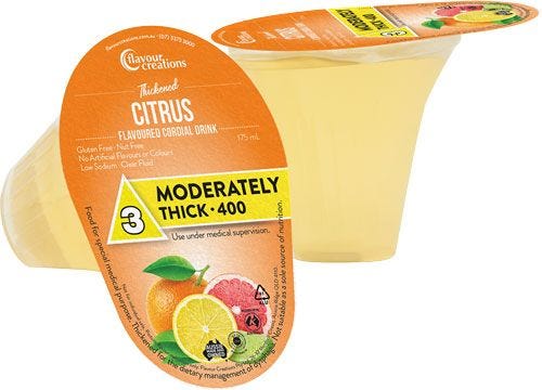 Flavour Creations Citrus Cordial Moderately Thick 400 Dysphagia Cup 175 Ml