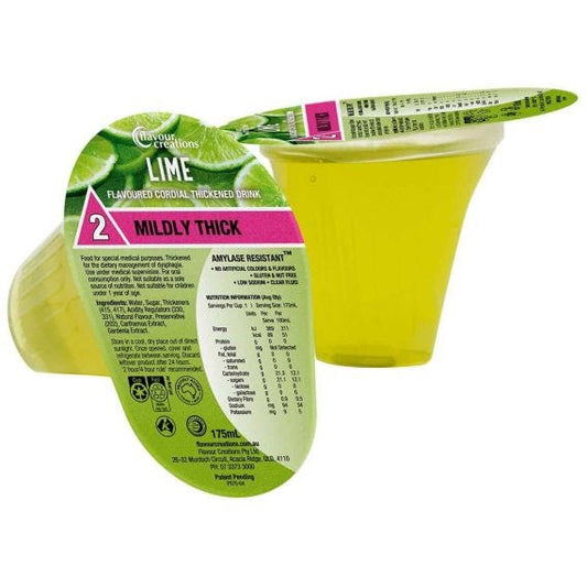 Flavour Creations Lime Cordial Mildly Thick 150 Dysphagia Cup 175 Ml
