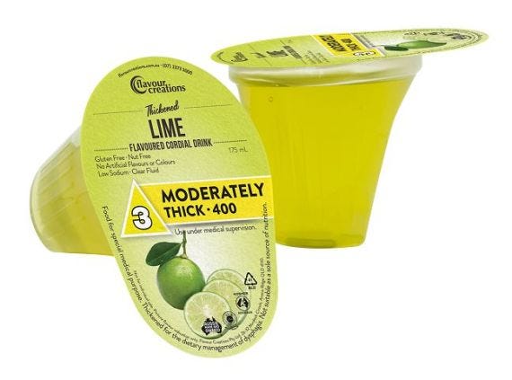 Flavour Creations Lime Cordial Moderately Thick 400 Dysphagia Cup 175 Ml