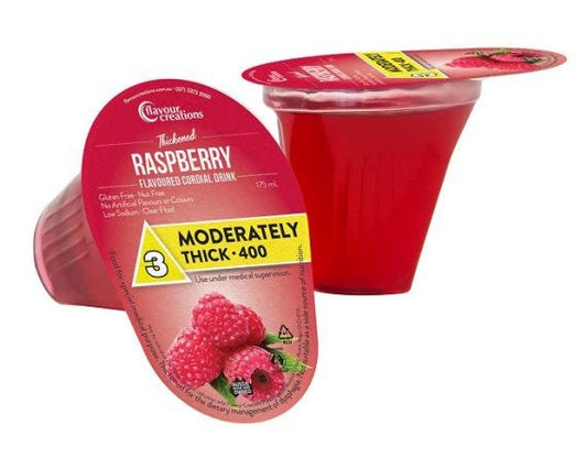 Flavour Creations Raspberry Cordial Moderately Thick 400 Dysphagia Cup 175 Ml