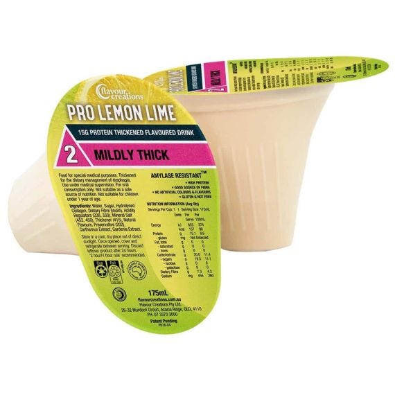 Flavour Creations Pro Lemon Lime Mildly Thick 150 Dysphagia Cup 175 Ml