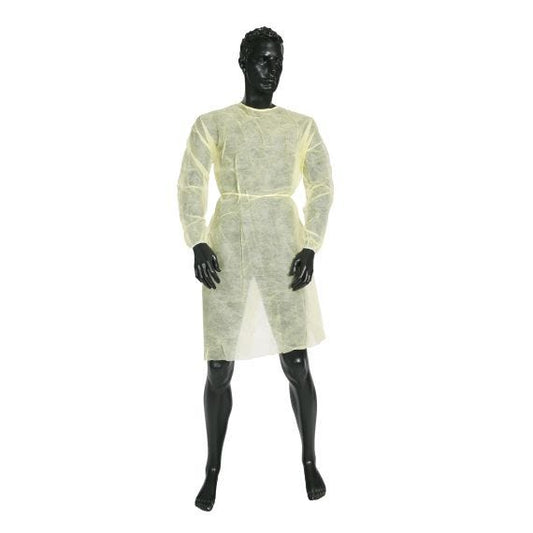 Gown   Unisize Disposable Polypropelene Yellow