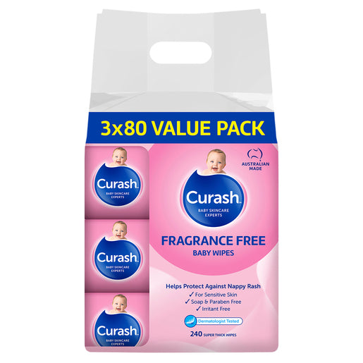 Curash Fragrance Free Baby Wipes Value Pack 240 Wipes