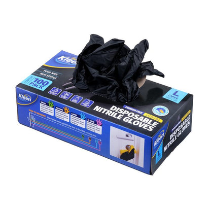 Xtra Kleen Disposable Nitrile Gloves– Black (Large, 100 Pack)