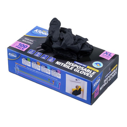 Xtra Kleen Disposable Nitrile Gloves – Black (XL, 100 Pack)