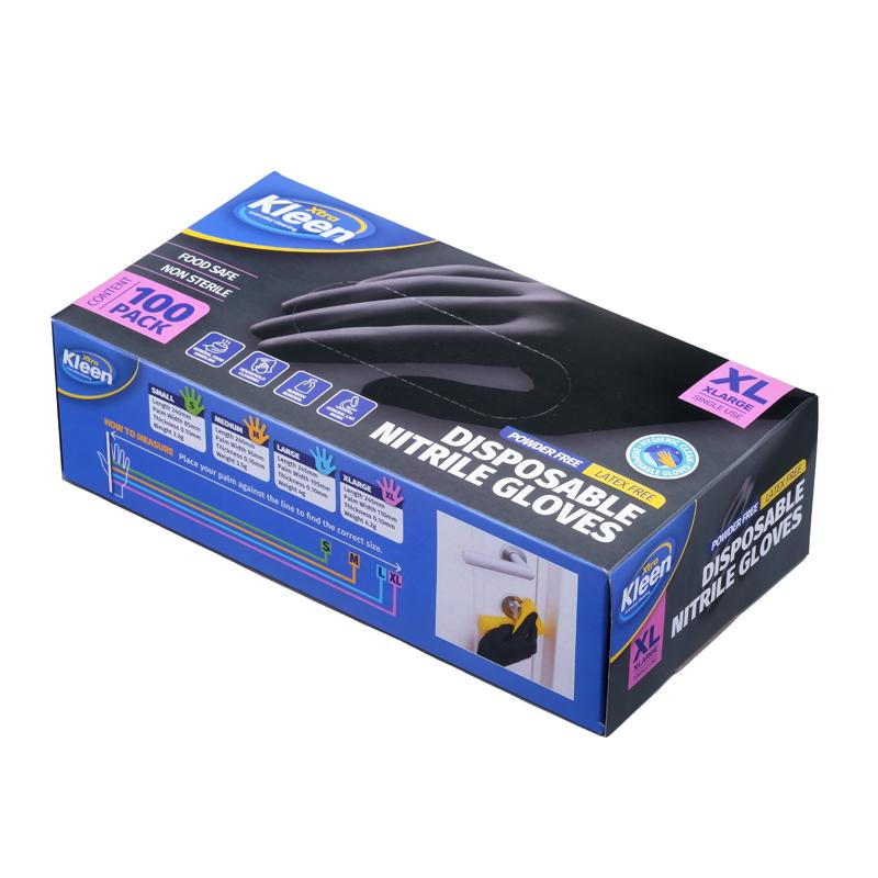Xtra Kleen Disposable Nitrile Gloves – Black (XL, 100 Pack)