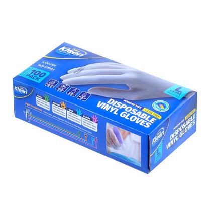 Xtra Kleen Disposable Vinyl Gloves – Clear (Large, 100 Pack)