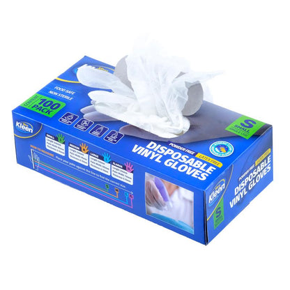 Xtra Kleen Disposable Vinyl Gloves – Clear (Small, 100 Pack)